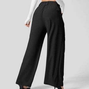 HALARA High Waist Waffle Knit Wide Leg Pants Black Various Sizes NWT
